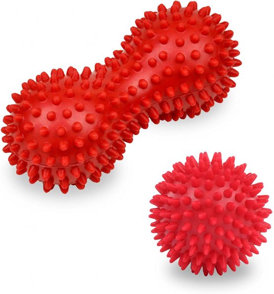 Beenax Hard Spiky Massage Ball Roller Set - Perfect for Plantar Fasciitis, Trigger Point, Deep Tissue, Myofascial Release - Designed to Relieve Stress and Relax Tight Muscles