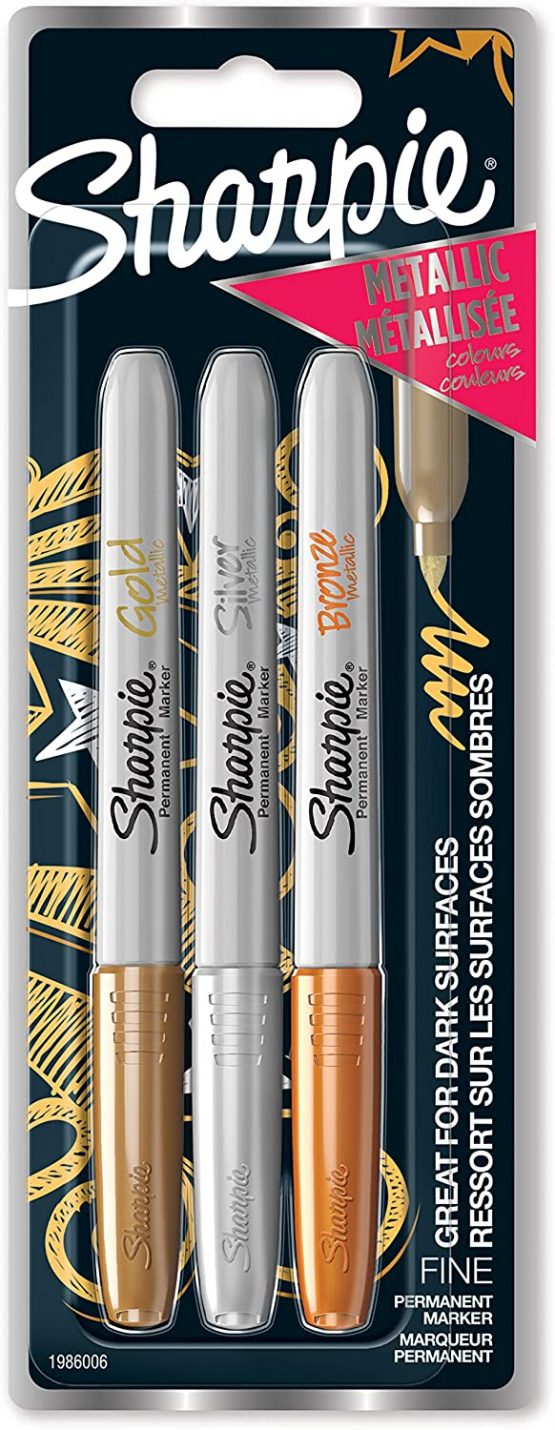Sharpie Permanent Markers | Fine Tip | Assorted Metallic Colours | 3 Count