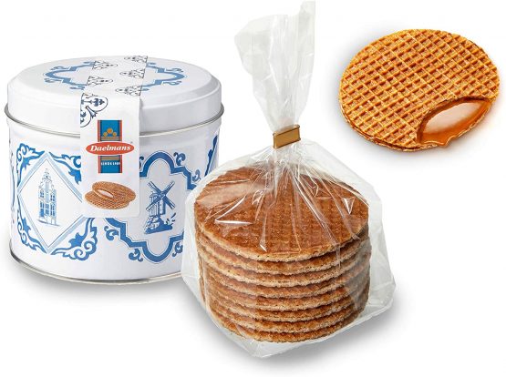 Daelmans Stroopwafel Tin | Caramel Stroopwaffles - 330 g per tin - Blue or Orange | Warm it up on Your Cup - Great Small Gift for Friends, Family & Colleagues (Blue, 1 Tin)