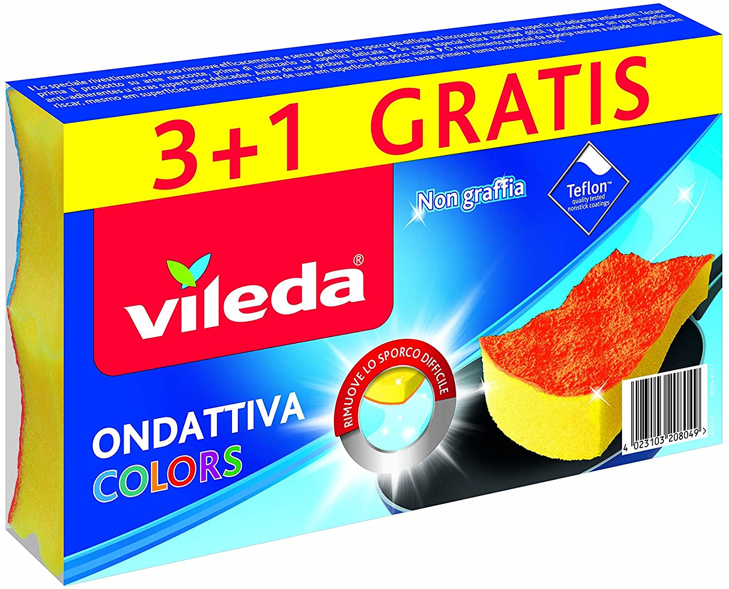 Vileda Wave Milleusi Colors 3+1, Sponge, Multi-Coloured, 13x22x2.6 cm –  BigaMart