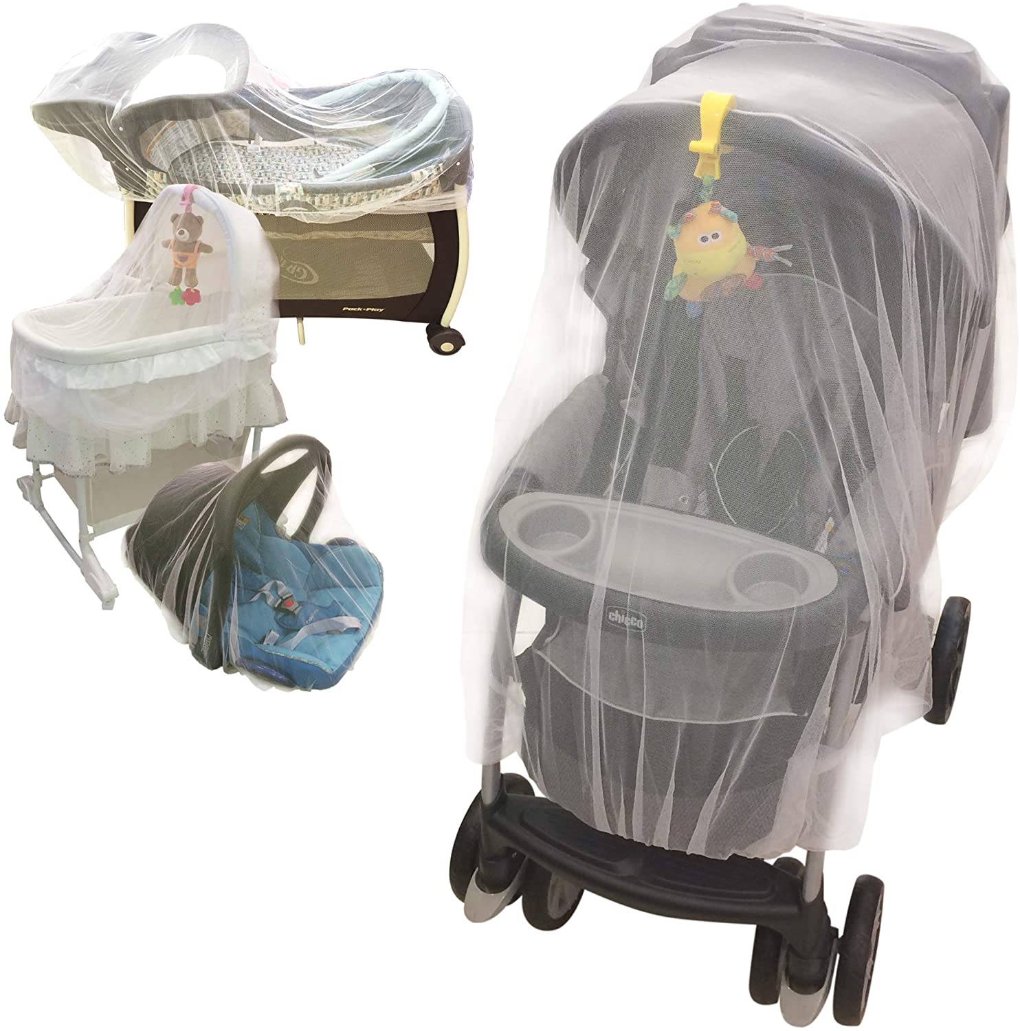 Croc n Frog Mosquito Net for Stroller, Universal Fit Insect Net for Prams Cribs, Car Seats, Carriers & Bassinets