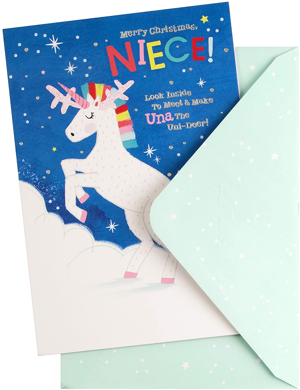 Hallmark Christmas Activity Card For Niece - Unicorn Finger Puppet Design, Multicoloured - Image 2