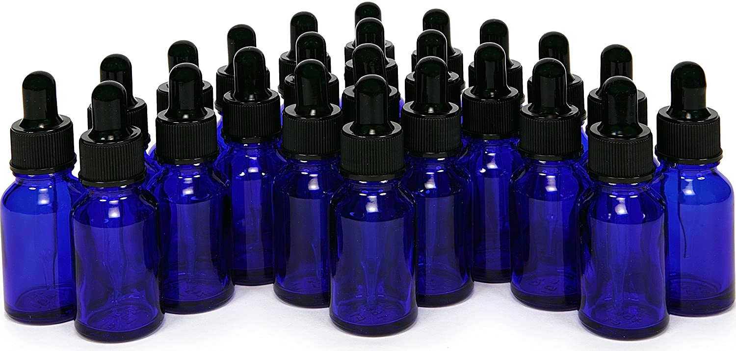 Vivaplex, 24, Cobalt Blue, 15 Ml (1/2 Oz) Glass Bottles, With Glass Eye Droppers