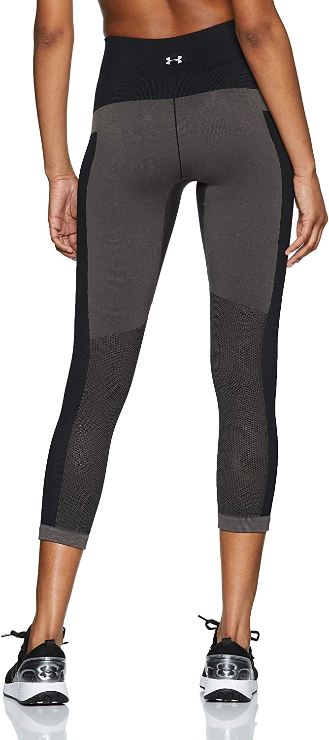 Under Armour Vanish Seamless Women's Crop Tights - Small, Charcoal / Black / Metallic Silver (019) - Image 2
