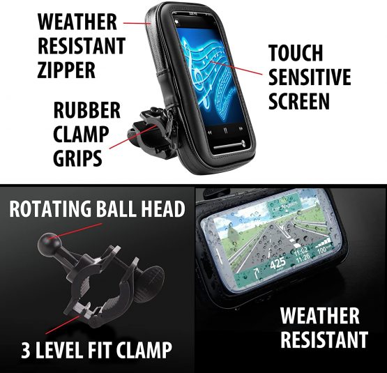 USA Gear Bike/Motorbike Handlebar Mount, Waterproof Weather Resistant 2-In-1 Design with 360 Degree Viewing and Touch Access - Compatible with Garmin Edge, Magellan eXplorist, TomTom Rider and More - Image 3