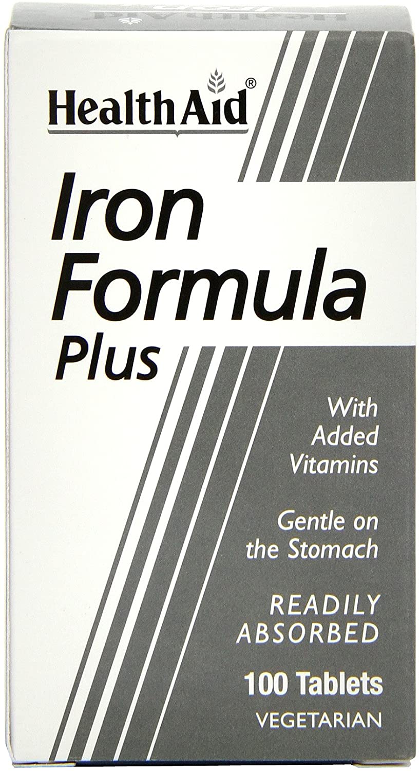 HealthAid Iron Formula Plus - 100 Count (Pack of 1) Vegetarian Tablets, White - Image 3