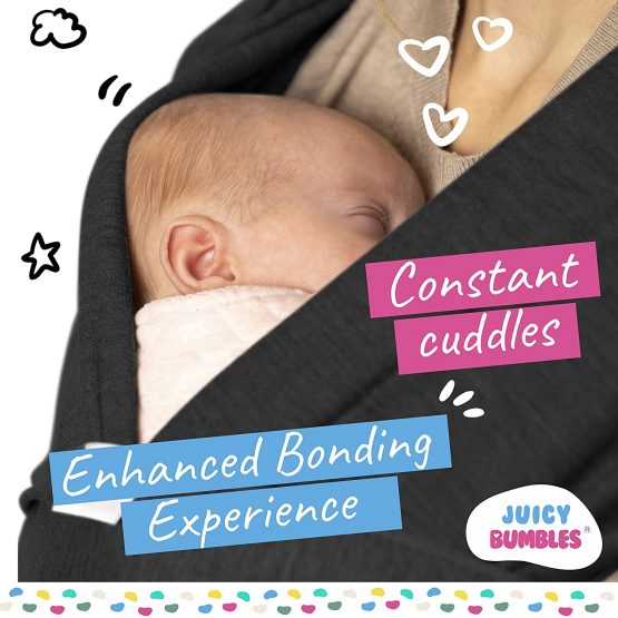 Baby Sling | Baby Wrap Carrier | Newborn to 35 lbs Infant with 3 Carrying Positions | 95% Cotton 5% Spandex - Black - Image 3