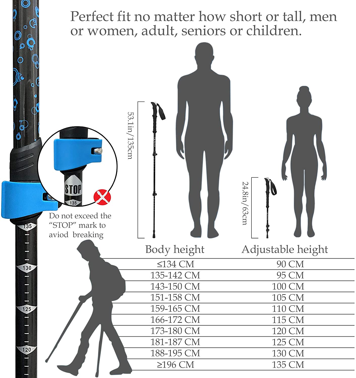 TheFitLife Carbon Fibre Trekking Poles, Collapsible and Telescopic Walking Poles, 2-Pack, Ultra Light, Extendable - Image 2