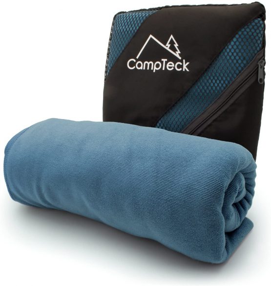 CampTeck U6829 Microfibre Yoga Towel for Yoga Mat (184x62cm) Non Slip Yoga Towel for Hot Yoga, Bikram Yoga & Power Yoga with Carrying Bag – Blue