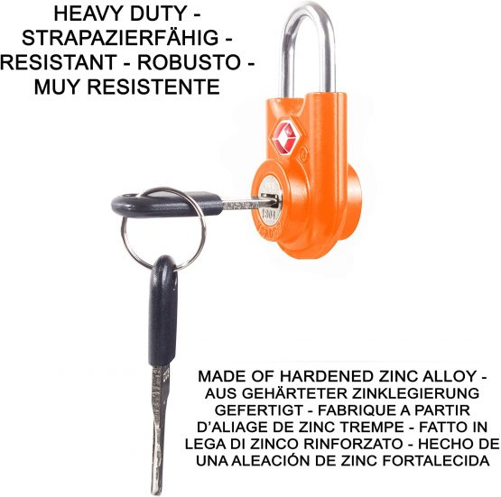TSA Approved Luggage Locks Padlocks (2 Pack) OW-Travel Suitcase Locks with Keys. Heavy Duty Zinc Alloy Suitcase Padlocks with Key Lock for Luggage, Bag, Case, Backpack, Rucksack, Gym Locker (Orange) - Image 3
