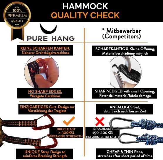 PURE HANG Premium XXL Hammock Double Camping Outdoor - Lightweight Nylon Portable 2 - 4 person - Strongest Parachute Hammock Backpacking Garden Hiking Travel Beach Yard - Image 3