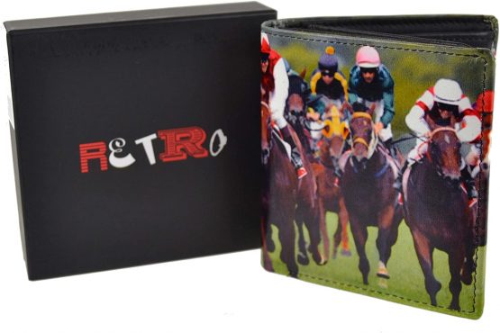 Mens Leather Tri-Fold Horse Racing Wallet by Retro Gift Box Grand National - Image 2