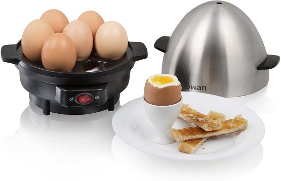 Swan SF21020N 7 Egg Boiler and Poacher, Featuring 3 Cook Settings, 350w, Black/Stainless Steel