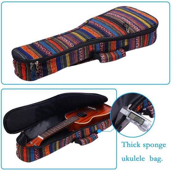 CAHAYA Ukulele Bag Tenor Cotton Ukulele Case 26 Inch 9MM Thick Soft Padding Adjustable Straps Bohemia Vintage Style, CY0131-3 - Image 3