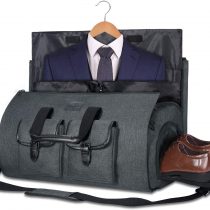 UNIQUEBELLA Travel Suit Carrier Garment Duffel Bag Fiber Large Holdall for Men with Shoe Compartment (Dark Grey)