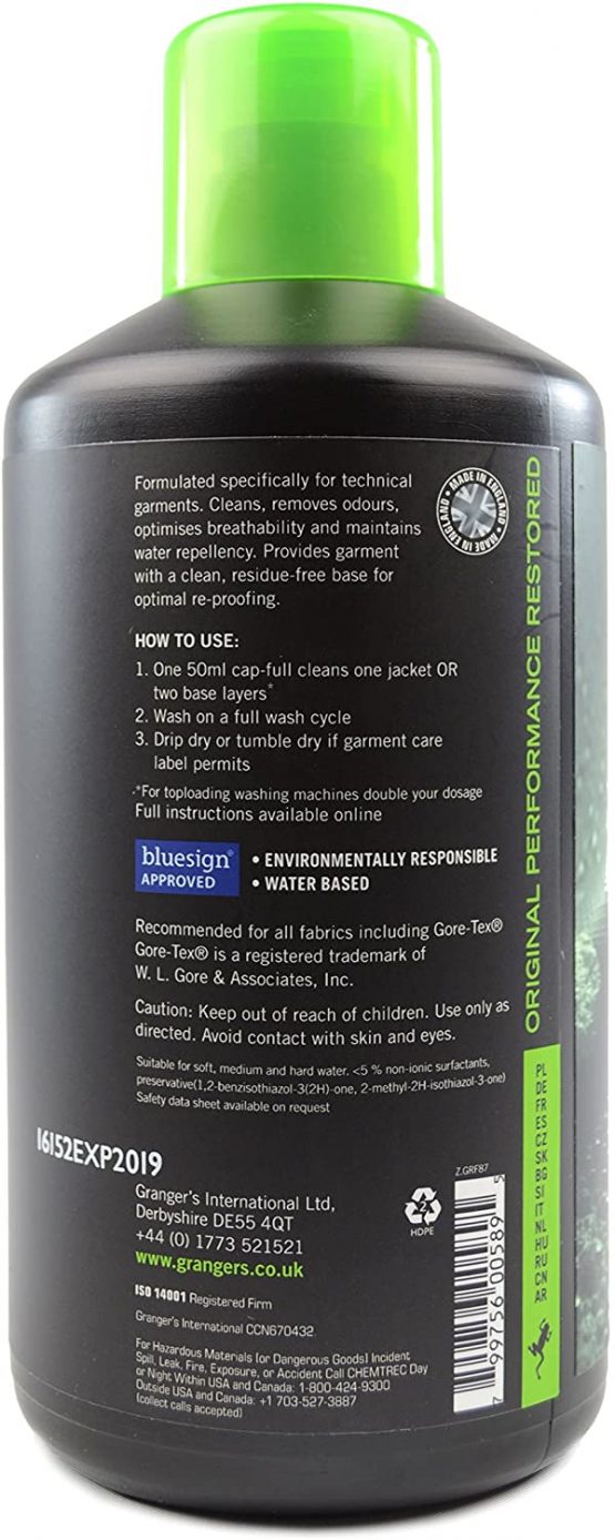 GRANGERS PERFORMANCE WASH Recommended by World leading extreme technical Outdoor Wear Companies. Suitable for all breathable membrane fabrics including Gore-Tex and eVent. - Image 2