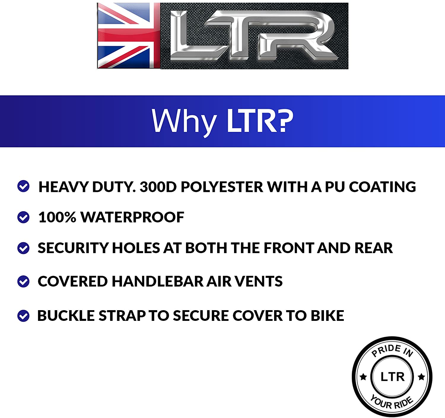 XXL Motorbike Cover Top Box by LTR, Black, XXL Top Box - Image 3