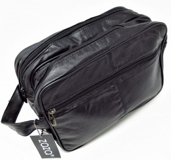 Jumbo - Toilet Bag Extra Large, Genuine Real Leather Mens WASH Bag/Overnight Bag (Black) 2017 Model- 4611 - Image 3