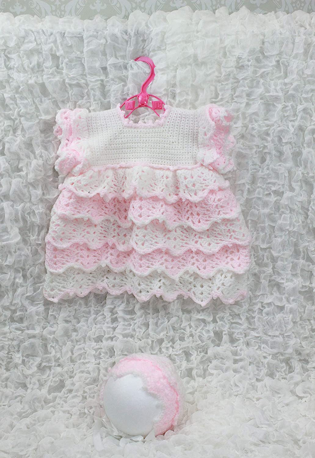 Crochet Pattern for Babies Lacy Dress & Bonnet, 5 Sizes, Preemie to 12 Months, Girls Dress Pattern, UK Terminology CP100 - Image 3