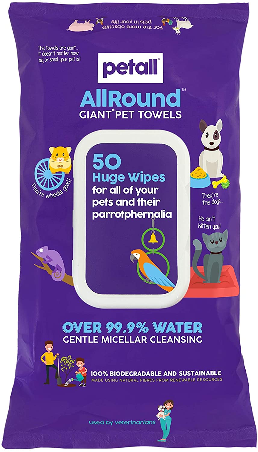 Petall Extra Large Thick Hypoallergenic Biodegradable Pet Wipes, Fragrance Free With Aloe, for Dogs Puppies, Cats & All Pets
