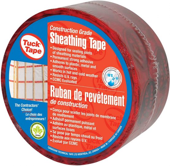 Tuck Tape Construction Sheathing Tape, Epoxy Resin Tape, 2.4 in x 216 ft (Red)