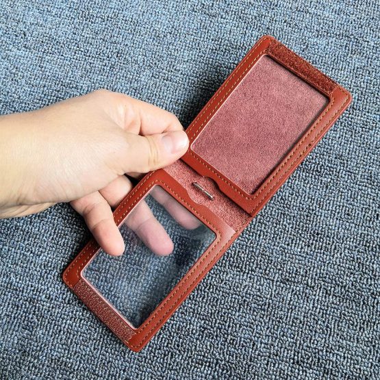 HBT Genuine Leather Oyster Card Holder Bus Travel Pass Holders - Blue - Image 2