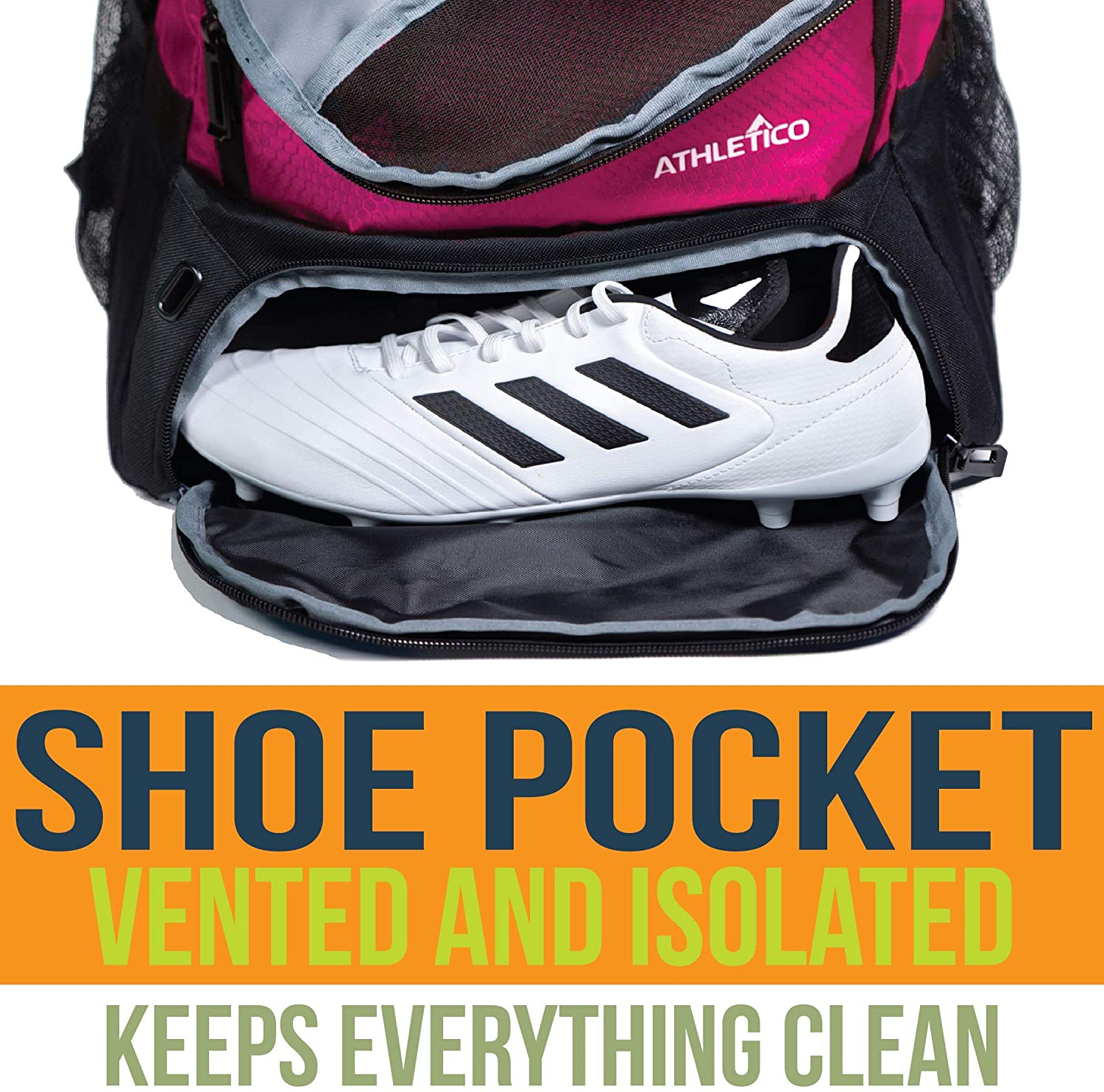 Athletico Youth Football Bag - Backpack for Basketball Volleyball & Football, Pink - Image 4