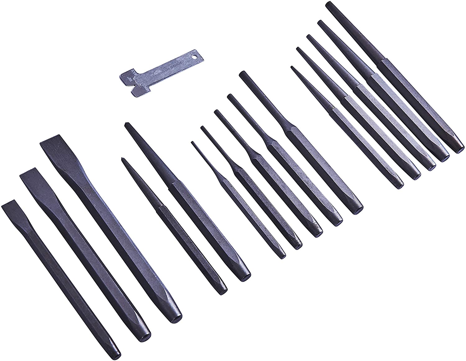 Amtech I1225 16pc Mechanics' Punch & Chisel Set, Carbon Steel Pin, Taper & Cold Chisels with Gauge - Image 2