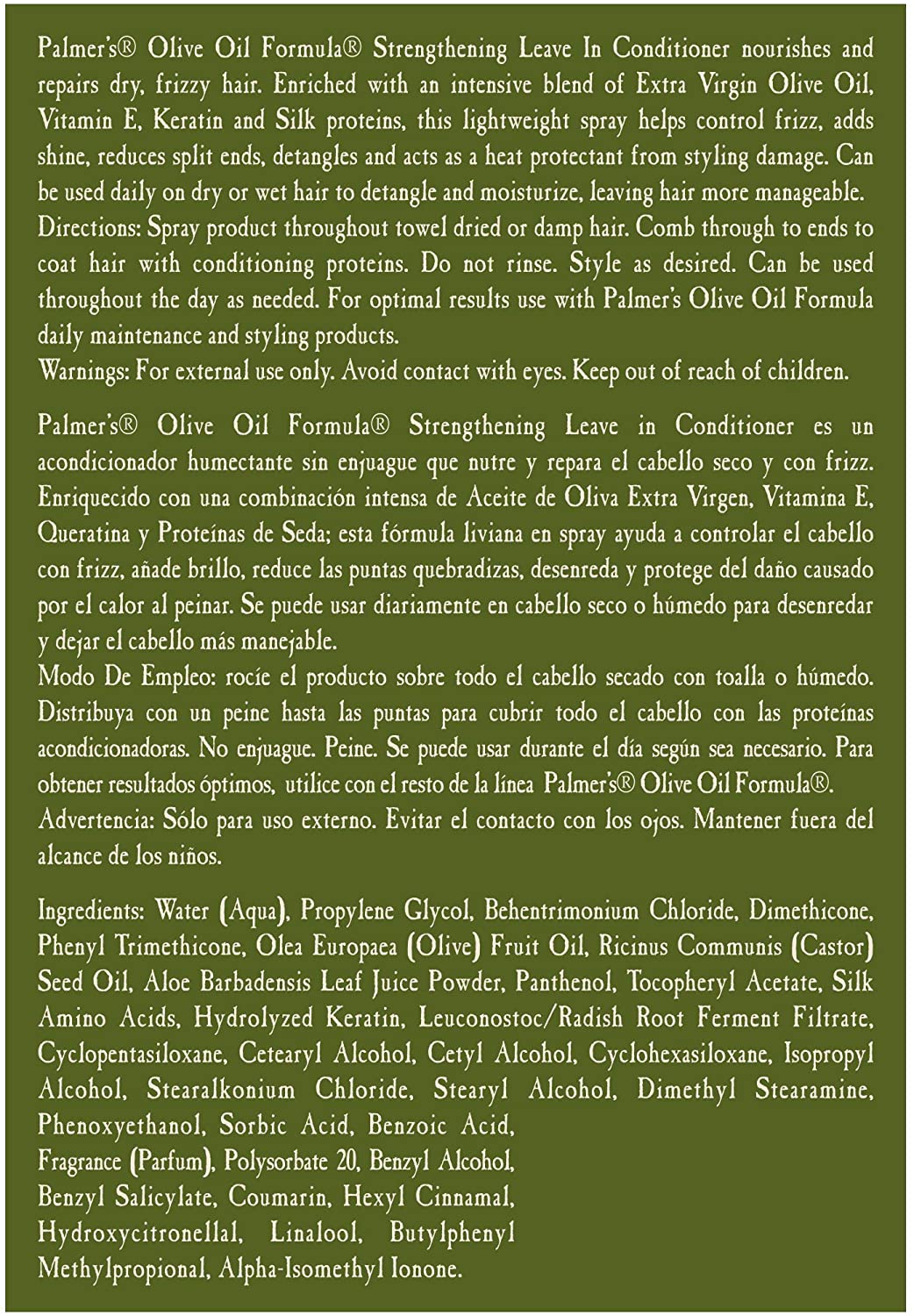 Palmer's Olive Oil Formula Leave-in Hair Conditioner, 8.5 Ounces, No Color, 250 ml (Pack of 1) - Image 4