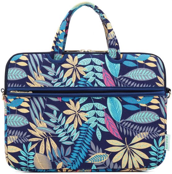 KAYOND Black Rose Patten Canvas Laptop Shoulder Messenger Bag Case Sleeve for 13.3 Inch Laptop and Macbook Air Pro 13 (13-13.3 inch, Black Rose) - Image 3
