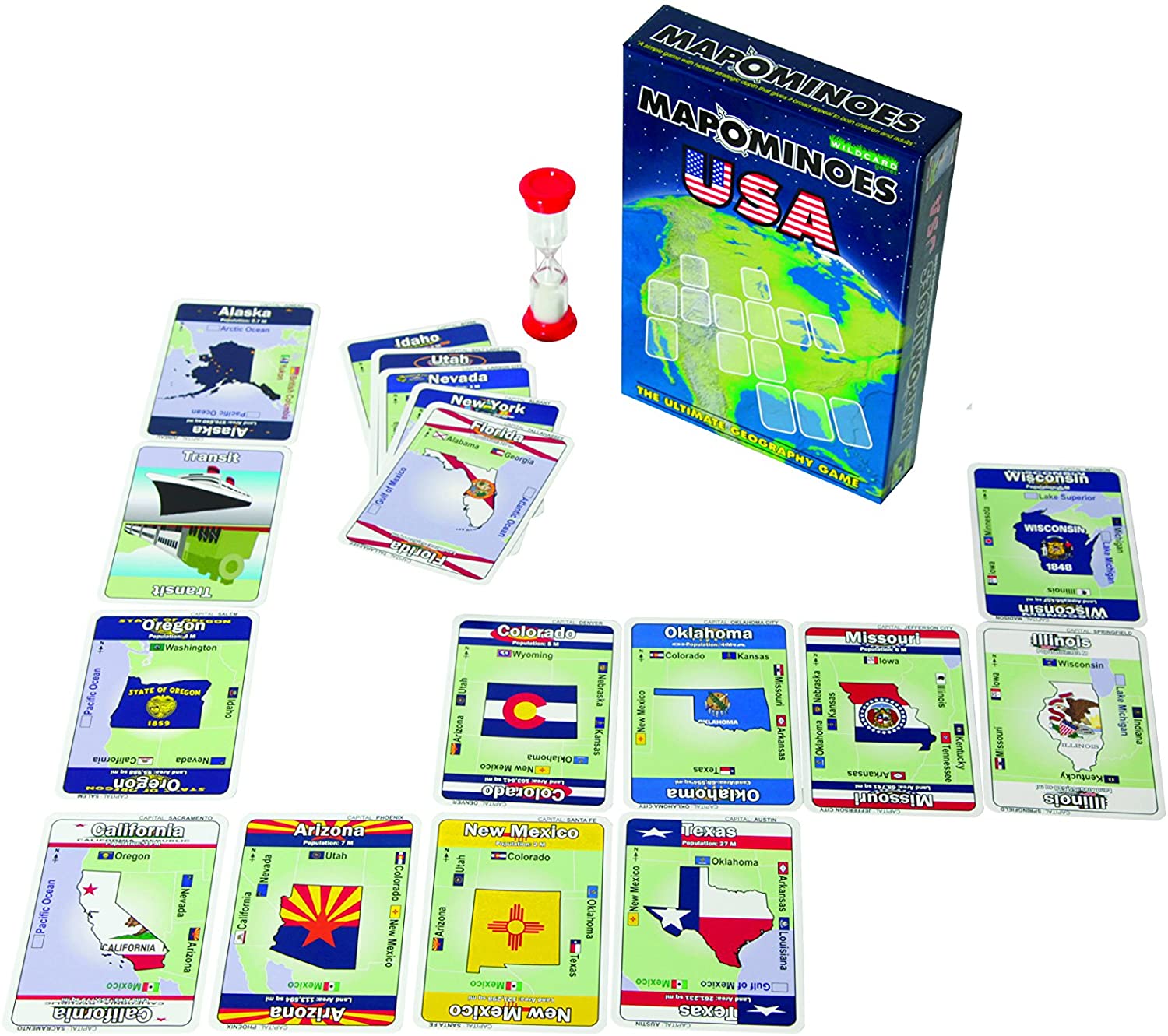 MAPOMINOES USA - The Ultimate Geography Game - Fun & educational travel card game about US states for kids teens and adults - Image 2