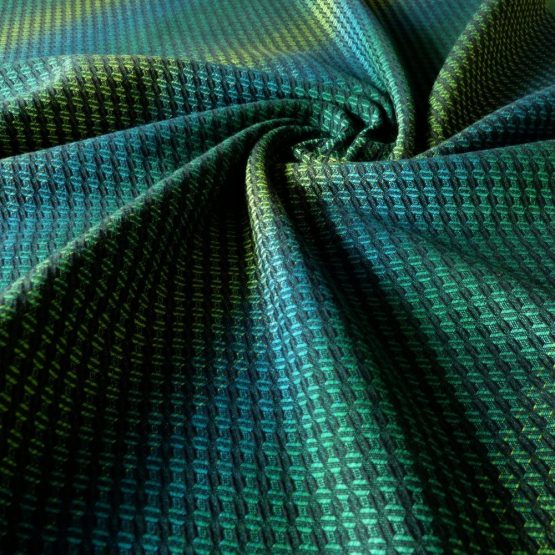 Didymos Woven Baby Wrap, Facett Tethys, Size 7, 520 cm, Black/Green - Image 3
