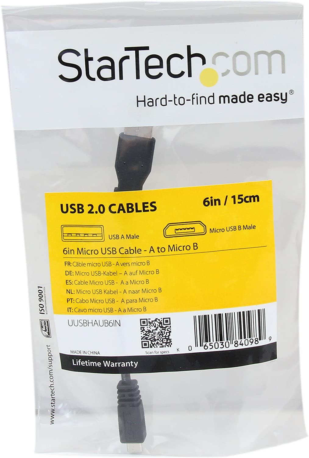 StarTech 6 inch Micro USB Cable - A to Micro B, Black, 6 Inch/15 cm - Image 4