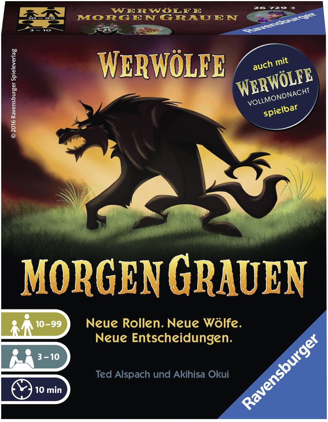 Ravensburger 26729 Werewolves MorgenGrauen, Game Series from 10 Years, Board Game for 3-10 Players, Party Game, White