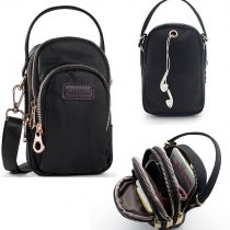 Katloo Women Crossbody Mobile Phone Travel Organizer Bag Handbag with Strap Wallet Case holder for iPhone 11 Pro Max XS XR 8 7 6S Samsung A10 Galaxy S20 Ultra Black Mini Zip Pouch Purse