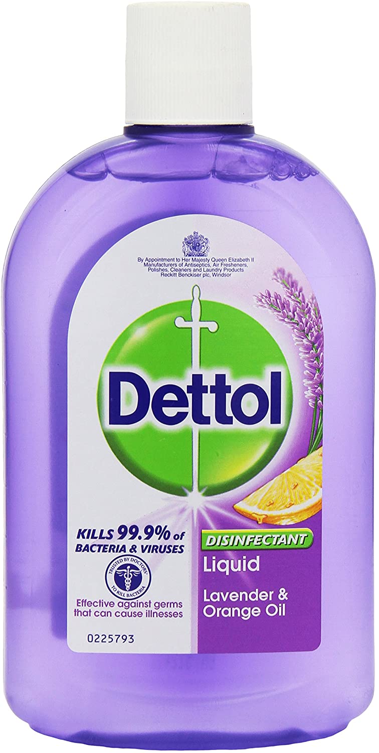 Dettol, Disinfectant Liquid, Lavender and Orange Oil, 500ml, Multipurpose, Non-bleach formula, Kills 99.9 Percent of Bacteria
