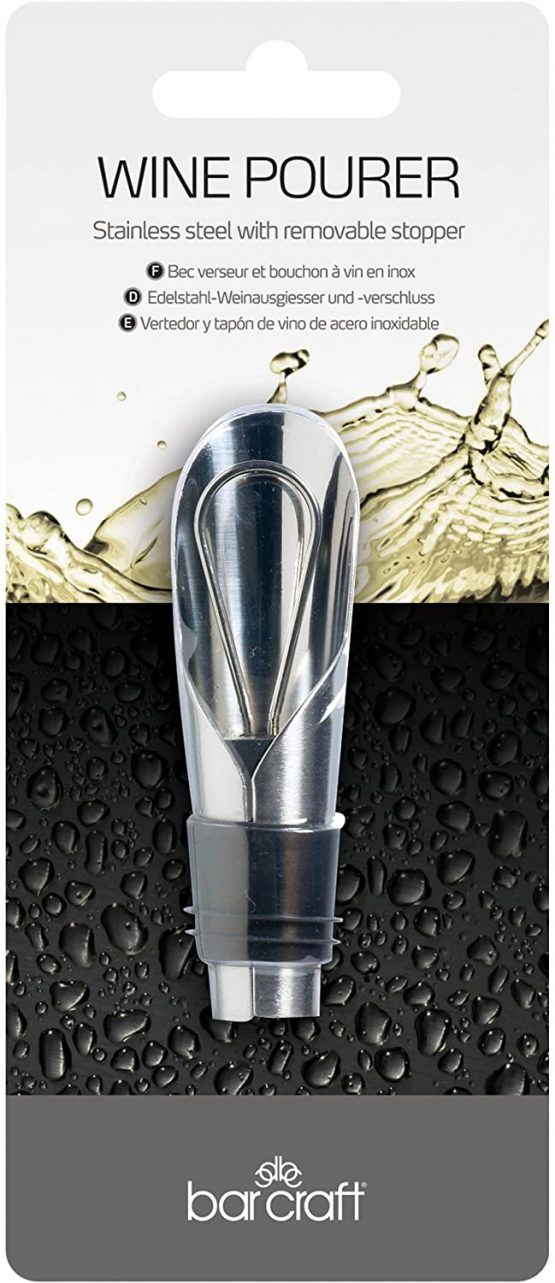 BarCraft 2-in-1 Wine Bottle Stopper Pourer, Stainless Steel, Silver, 8 x 2 cm - Image 2