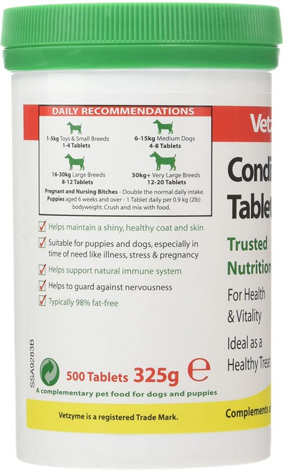 Vetzyme | Conditioning Dog Supplements, Promotes Health & Vitality | Supports Immune System | Nutritional Savoury Treat (500 Tablets) - Image 4