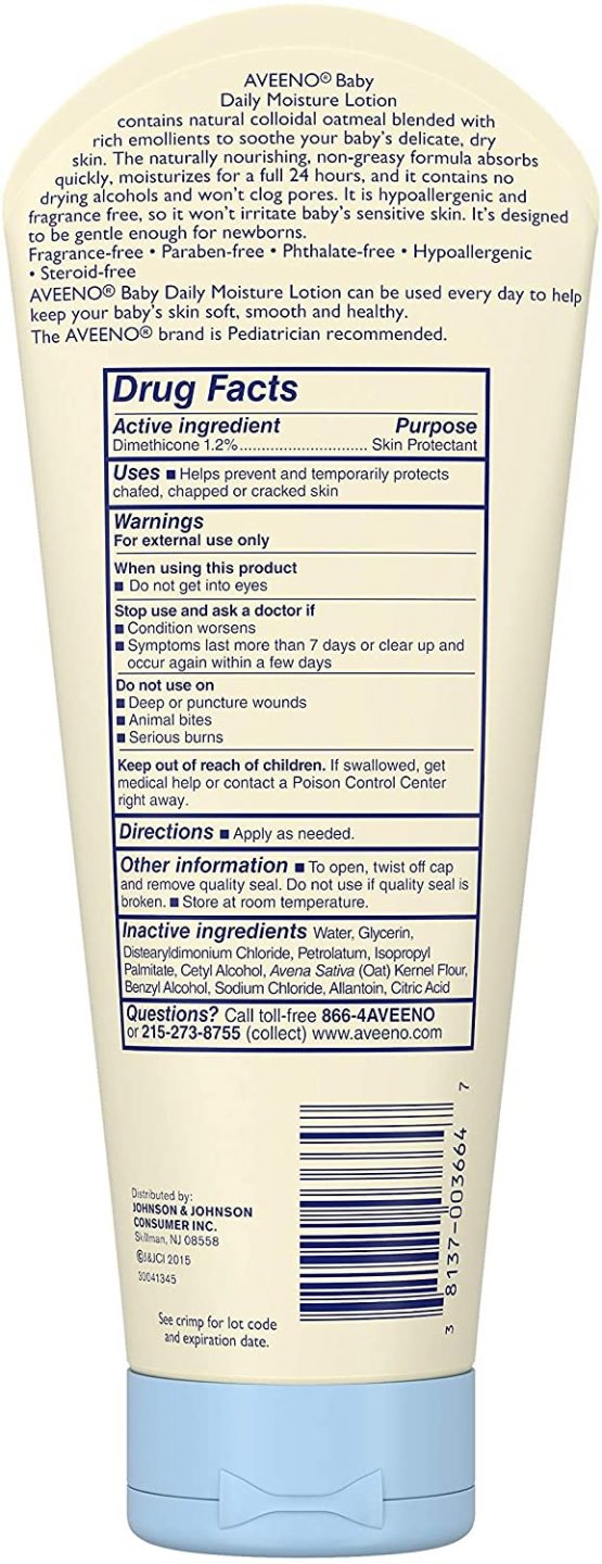 Aveeno Baby Fragrance Free Daily Moisture Lotion, 8 Ounce - Image 4