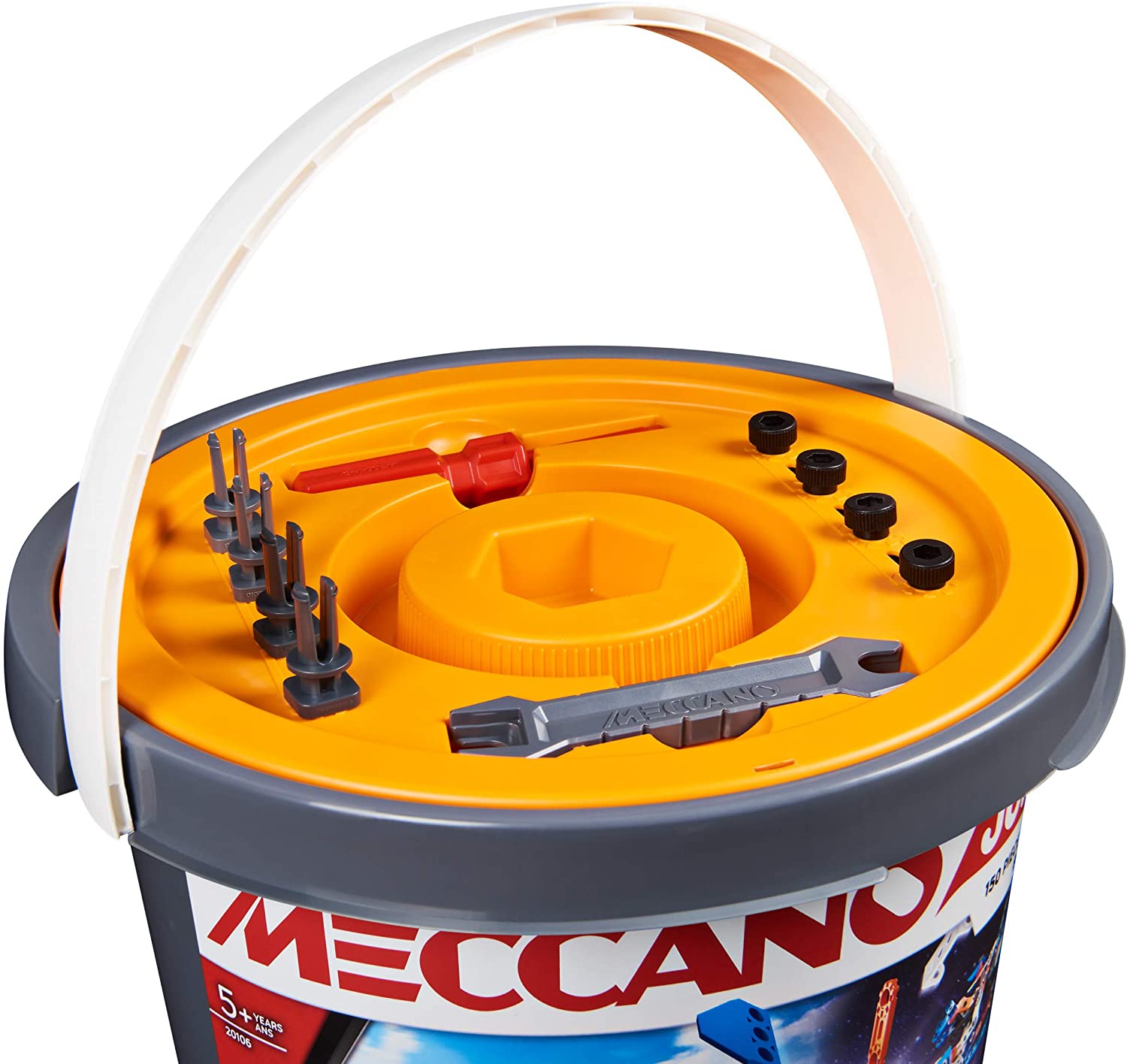 MECCANO Junior, 150-Piece Bucket STEAM Model Building Kit for Open-Ended Play, for Kids Aged 5 and Up, Grey, Small to Medium - Image 3
