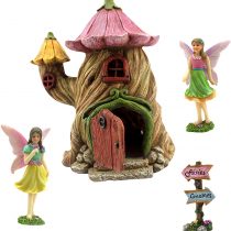 PRETMANNS Fairy Garden Accessories – Fairy House & Miniature Fairy Figurine Ornaments – House is 18 cm High & Door can open wide - 4 Pieces