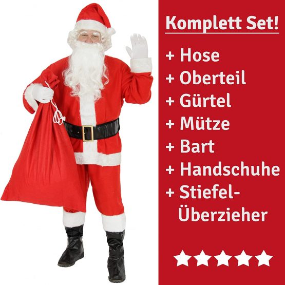 9-piece Santa Claus costume for men - Size: S - Santa Claus costume with hatBartBelt and gloves - Christmas costume Santa Claus costume Christmas costumes costumes red - Image 2