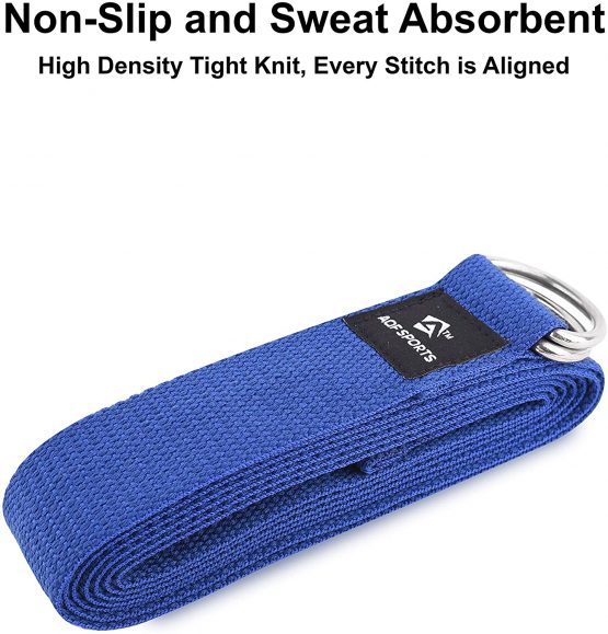 AQF Yoga Strap 1.8M, 2.4M, 3M Soft Cotton Leg Stretcher with D-Ring Buckle Adjustable Fitness Belt for Leg Stretching & Body Stretch Band - Image 2