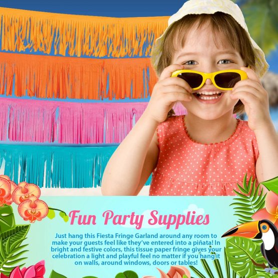 Fun Express Paper Fiesta Fringe Garland - Party Supplies, 39' - Image 2