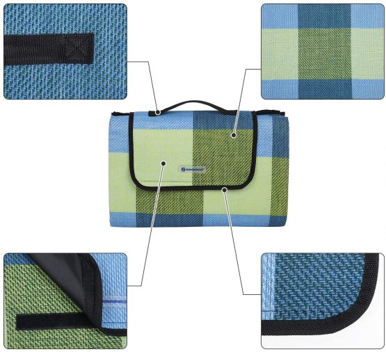SONGMICS 195 x 150 cm Picnic Blanket Waterproof Backing GCM50C - Image 4
