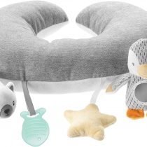 Nuby Penguin Tummy Time Pillow For Babies, Grey And White Plush Nursery Accessories