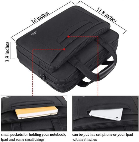 MATEIN Laptop bag, 15.6 inch Multifuntional Business Computer Laptop Case, Unisex Spacious Laptop Sleeve Shoulder Messenger Bag for Women and Men, Universal Nylon Briefcase Bag for Notebook - Black - Image 3