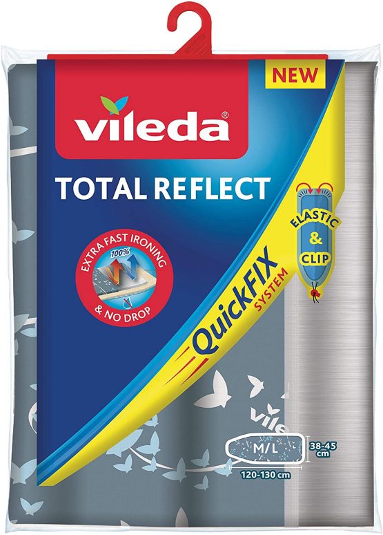 Vileda Total Reflect Ironing Board Cover, Fabric, Grey, 120–130 x 38-45 cm