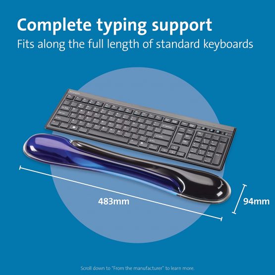 Kensington K62397AM Duo Gel - Ergonomic Keyboard Wrist Rest with Gel Wrist Support Pad - 90 x 36 x 480 mm - Blue (62397) - Image 2