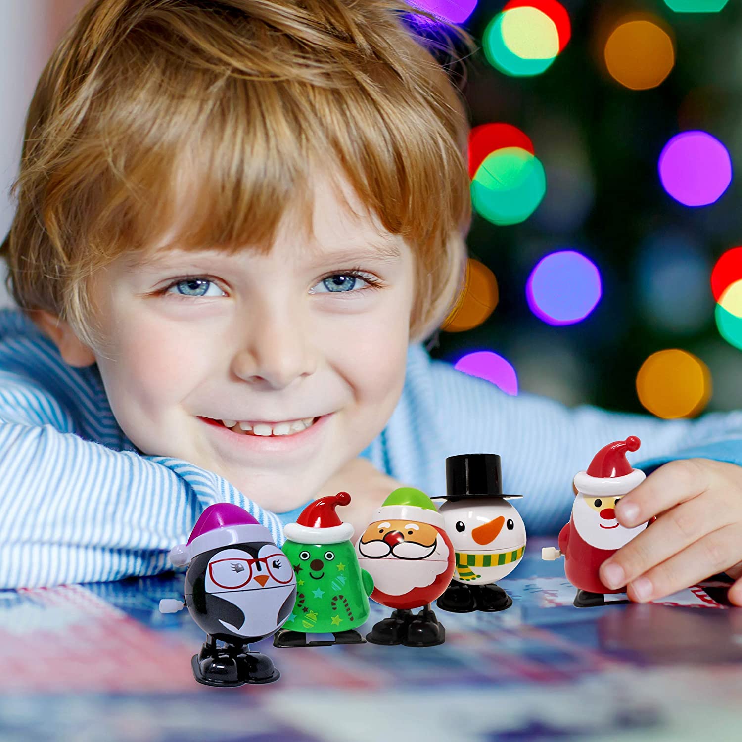 THE TWIDDLERS, 8 Christmas Wind Up Toys, Stocking Fillers Assorted Xmas Designs, Snowman, Santa, Reindeer - Image 3